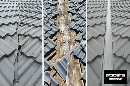 Ridge capping stripped, re-bedded and repointed